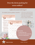 College dorm packing list bingo card set — 15 printable bingo cards for students, parents, and guidance counselors preparing for move-in day